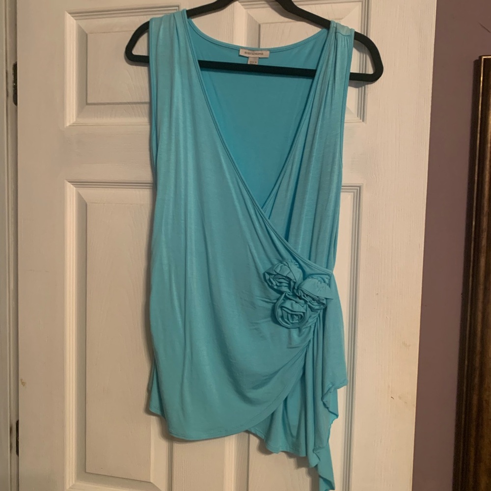 Boston Proper Light Blue Sleeveless Wrap Blouse